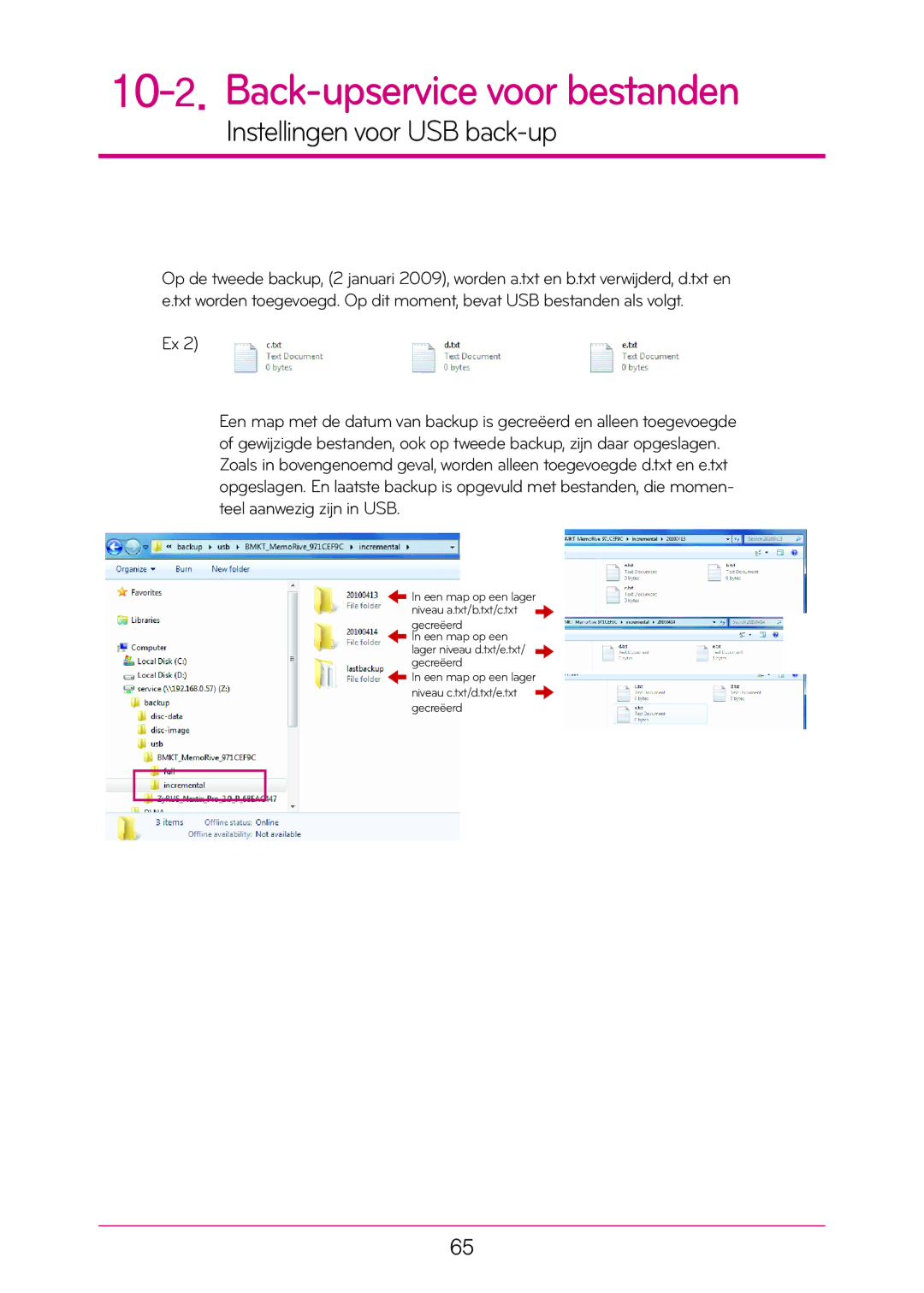 LG Electronics N1T1 manual Back-upservice voor bestanden 