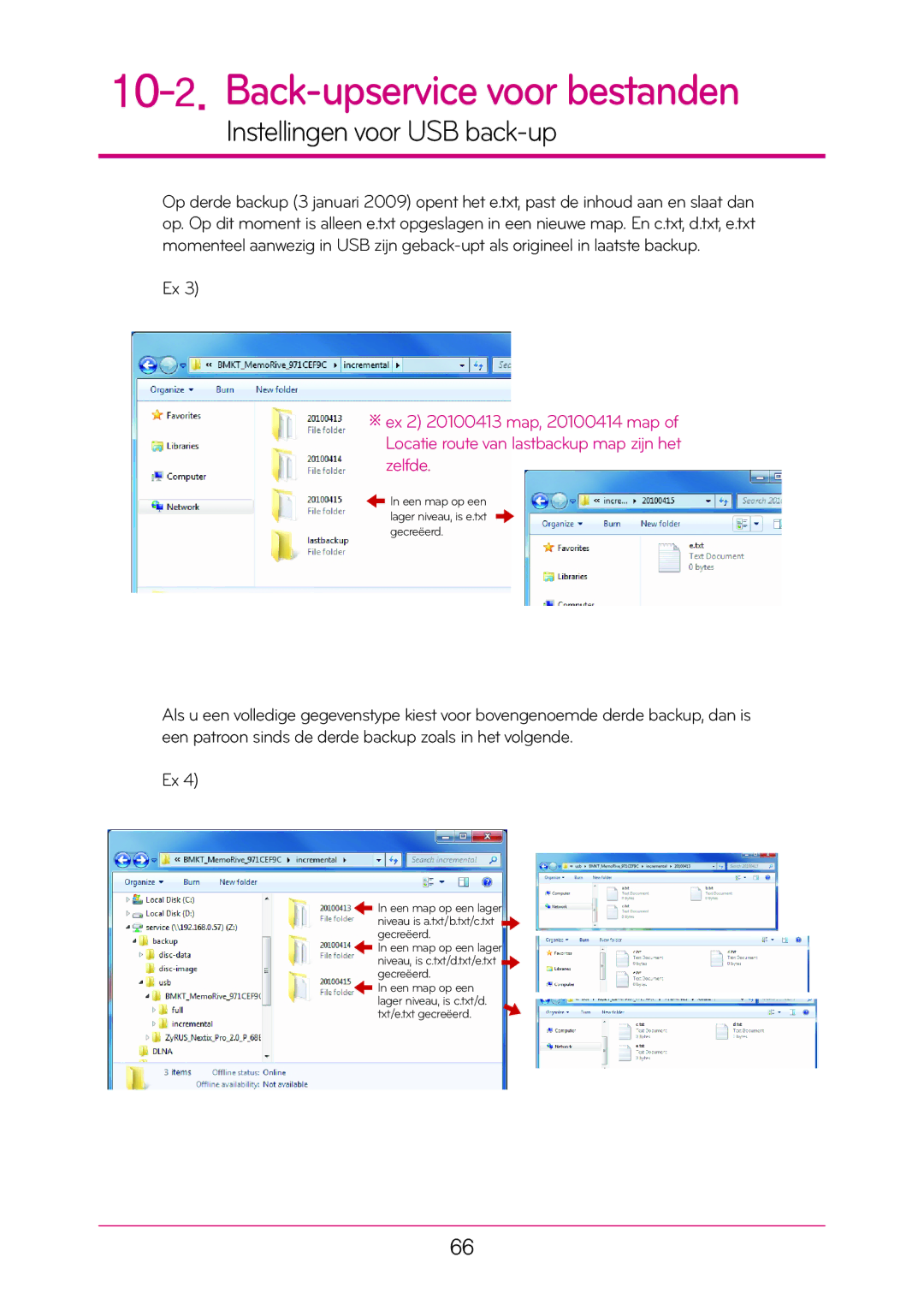 LG Electronics N1T1 manual Een map op een lager niveau, is e.txt gecreëerd 