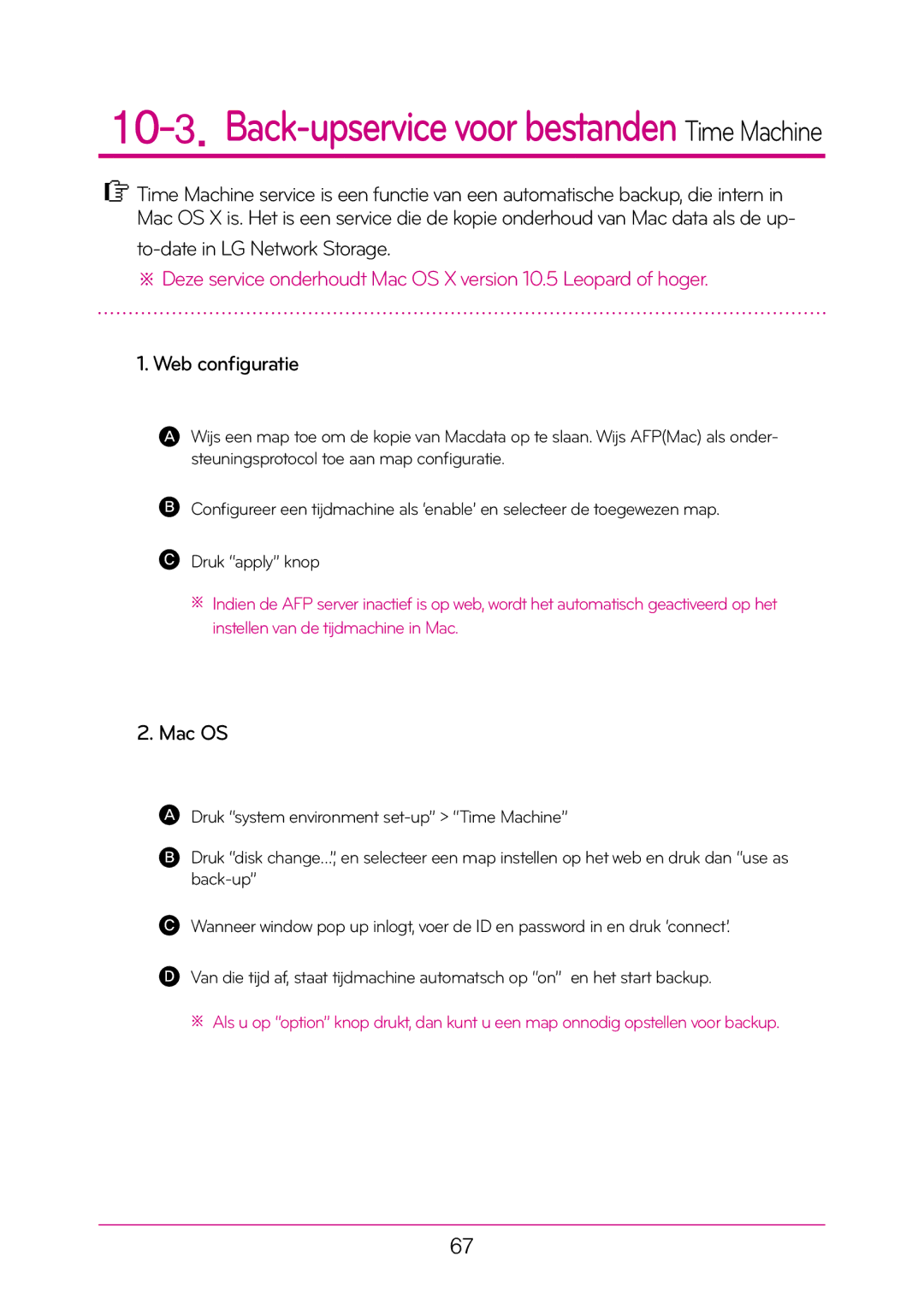 LG Electronics N1T1 manual To-date in LG Network Storage, Web configuratie, Mac OS 