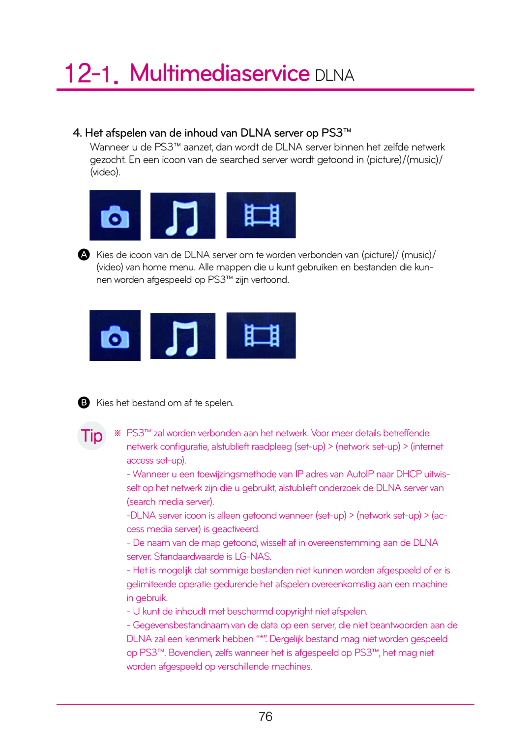 LG Electronics N1T1 manual Het afspelen van de inhoud van Dlna server op PS3 