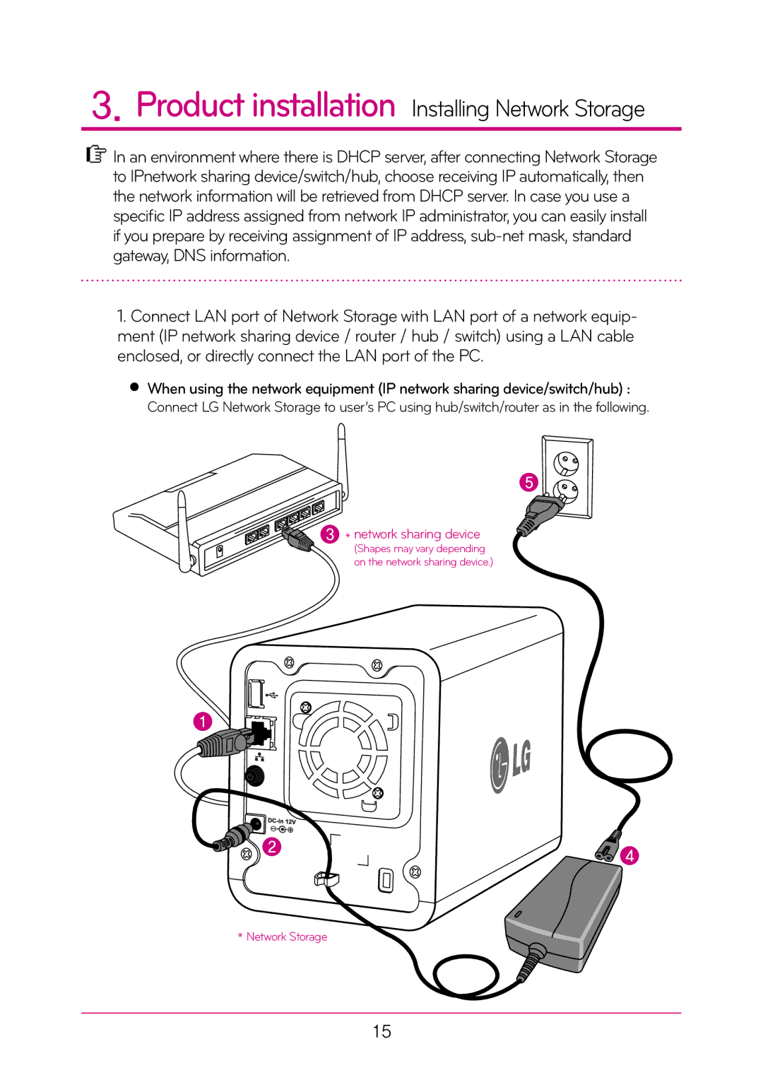 LG Electronics N2T2, N2A2 manual Product installation Installing Network Storage 