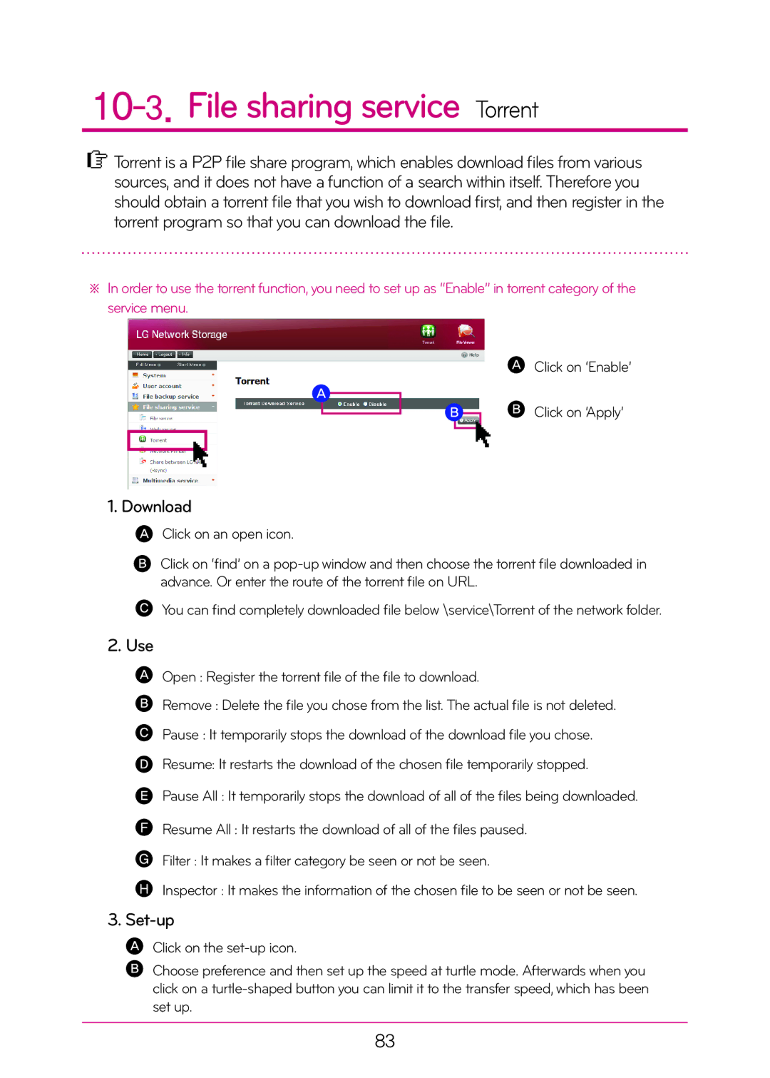 LG Electronics N2T2, N2A2 manual File sharing service Torrent, Download, Use, Set-up 