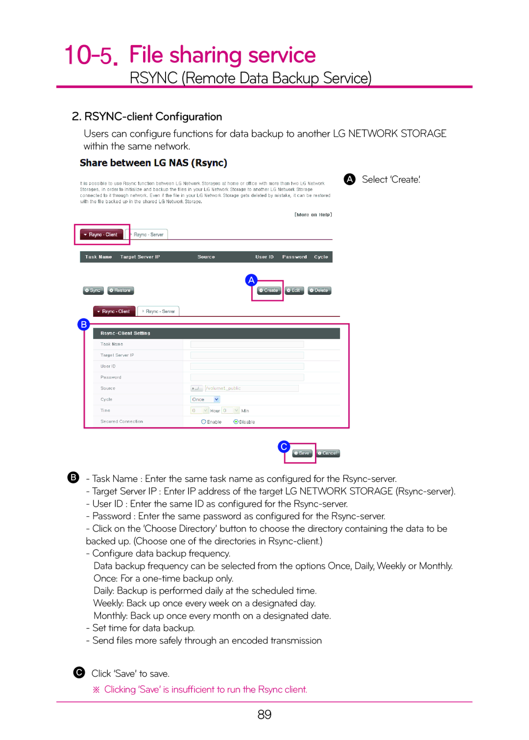 LG Electronics N2T2, N2A2 manual RSYNC-client Configuration 