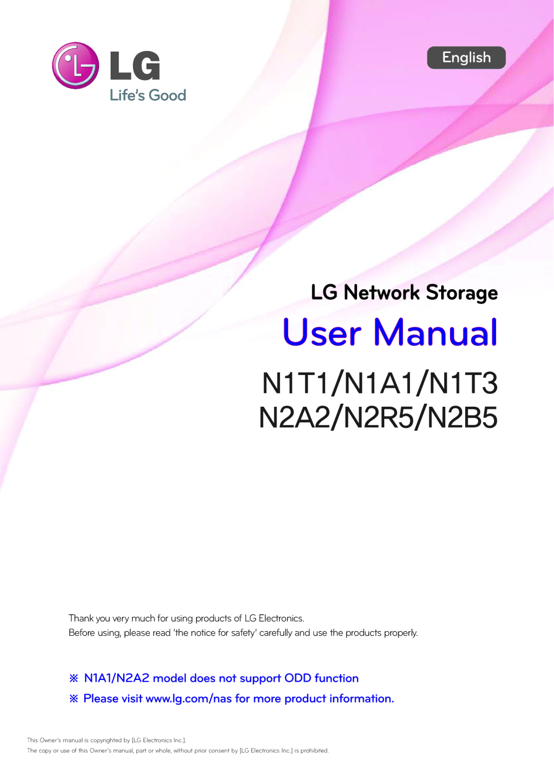 LG Electronics N1A1, N2R5, N2A2, N1T1, N1T3, N2B5 owner manual 