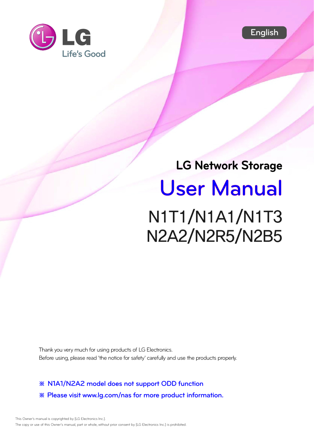 LG Electronics N1A1, N2R5, N2A2, N1T1, N1T3, N2B5 owner manual Thank you very much for using products of LG Electronics 