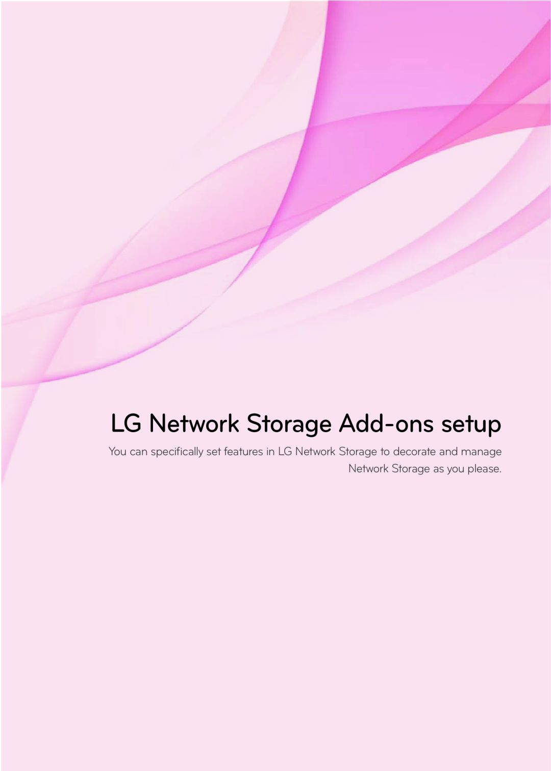 LG Electronics N1T3, N2R5, N1A1, N2A2, N1T1, N2B5 owner manual LG Network Storage Add-ons setup 