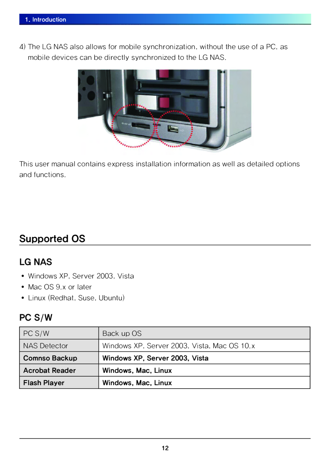 LG Electronics N4B1 manual Supported OS, Pc S/W 