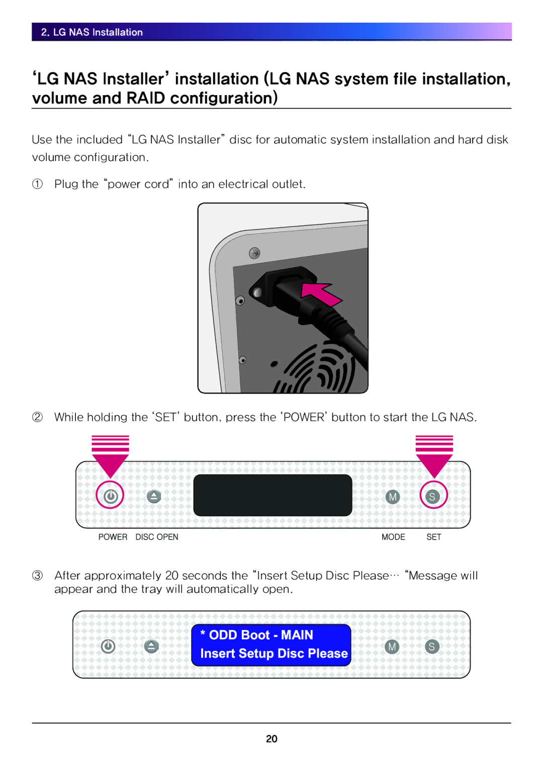 LG Electronics N4B1 manual LG NAS Installation 