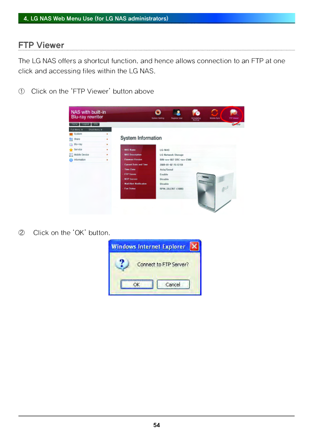 LG Electronics N4B1 manual FTP Viewer 