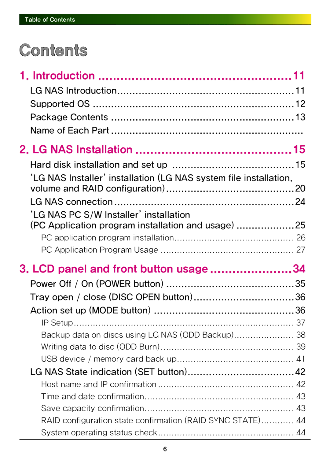 LG Electronics N4B1 manual Contents 