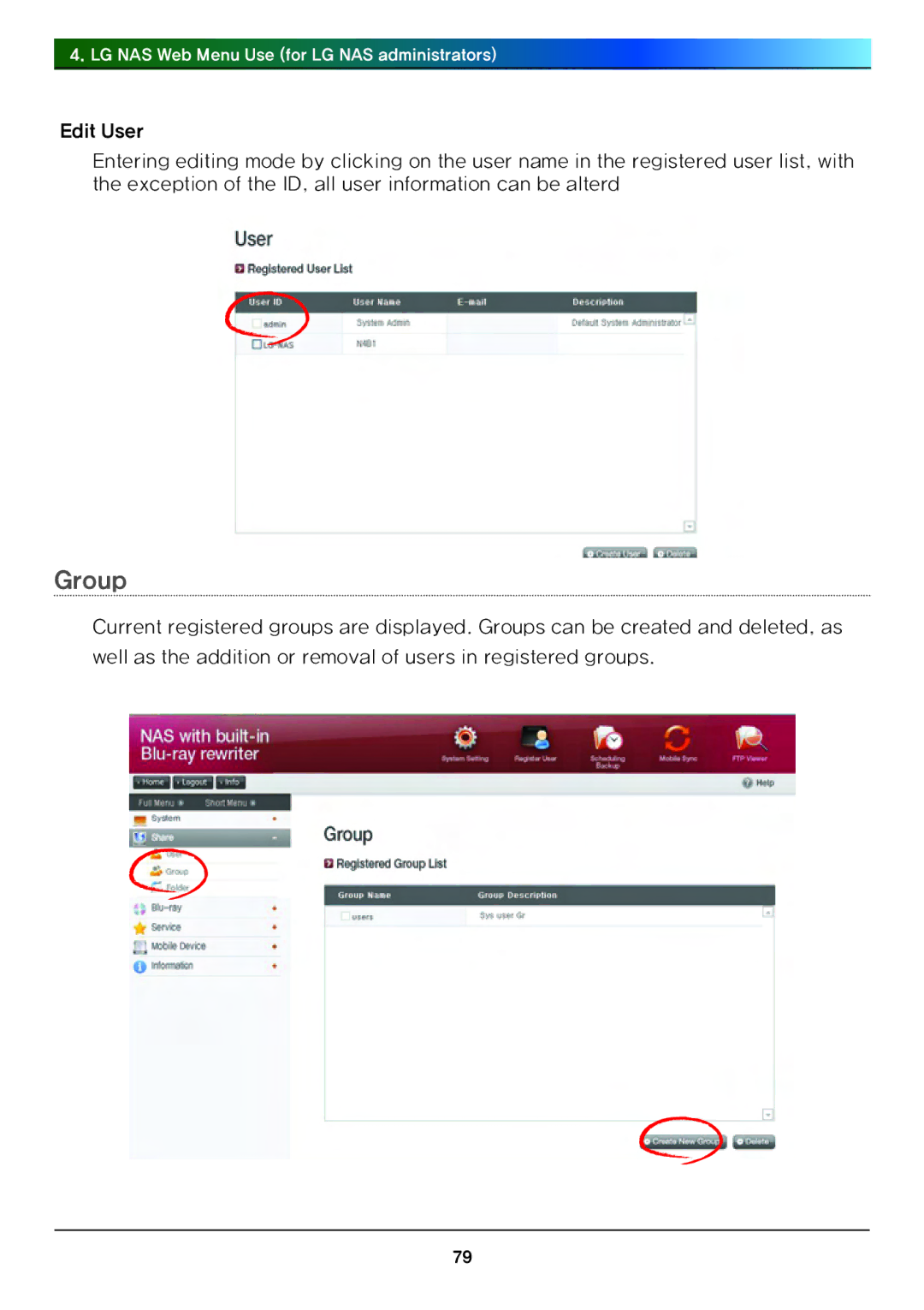 LG Electronics N4B1 manual Group 