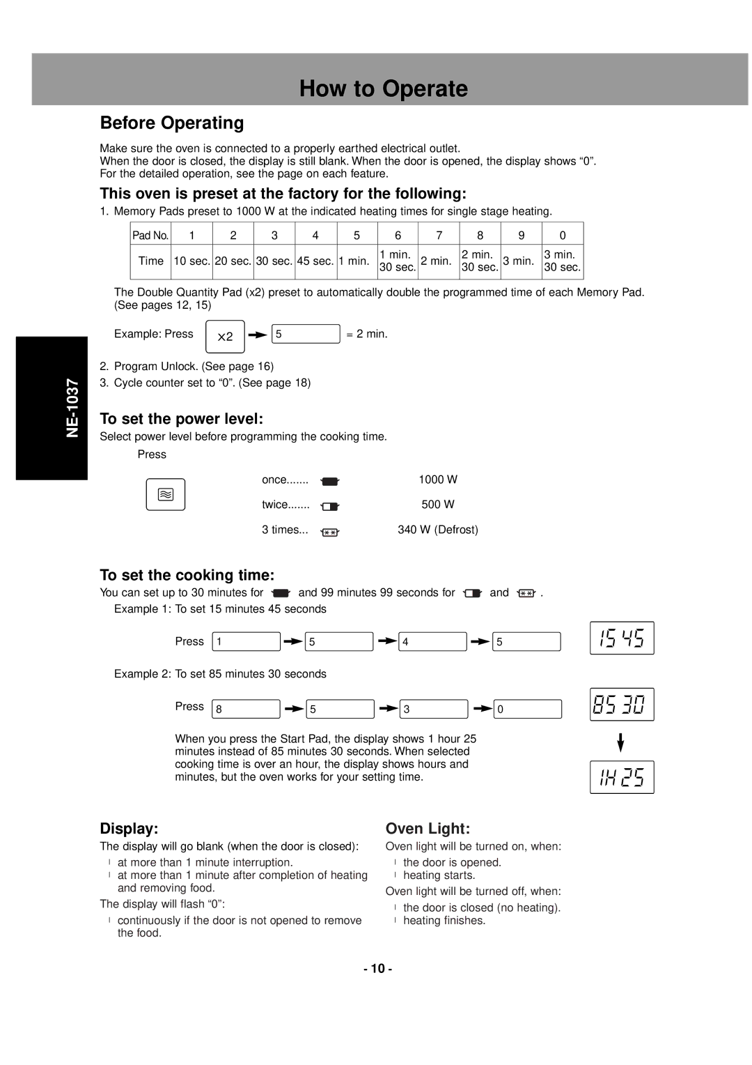 LG Electronics NE-1027, NE-1037 operating instructions Before Operating 