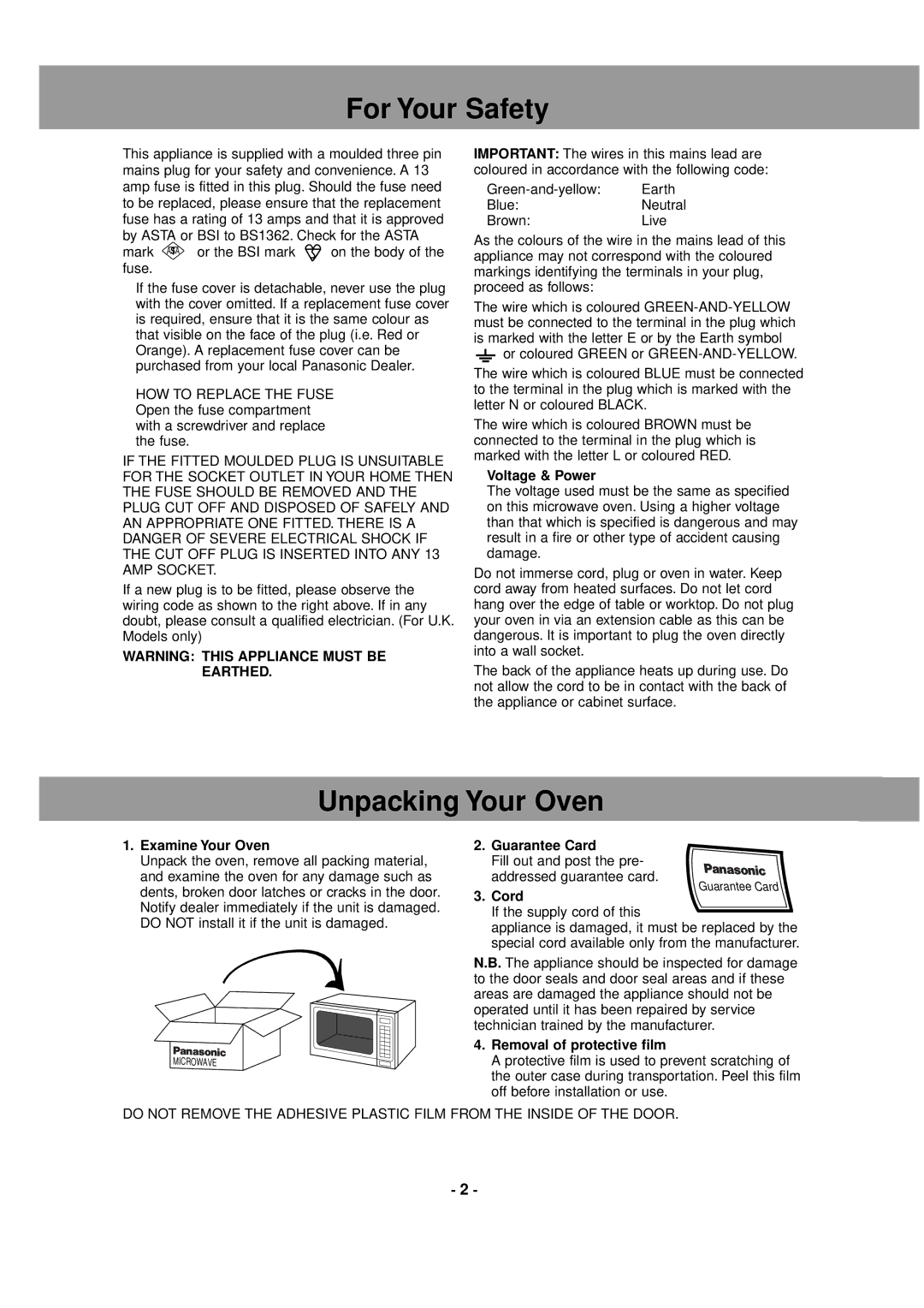 LG Electronics NE-1027, NE-1037 operating instructions For Your Safety, Unpacking Your Oven 