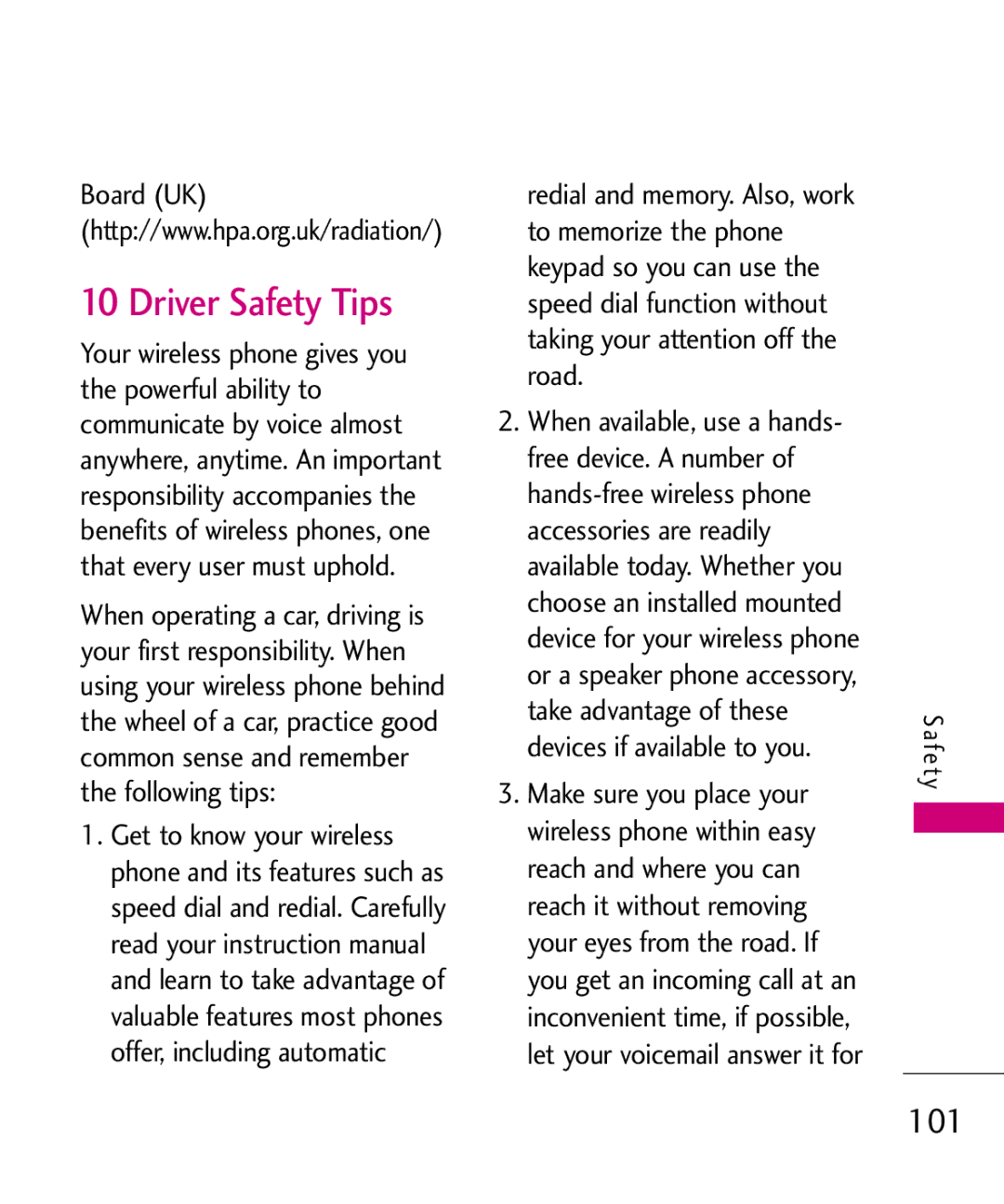 LG Electronics MMBB0382401, Nite manual Driver Safety Tips 