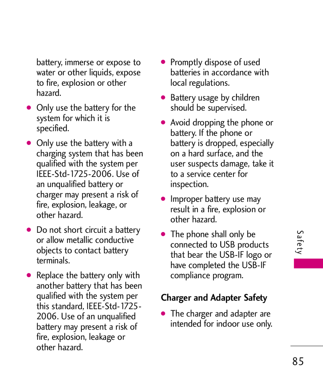 LG Electronics MMBB0382401, Nite manual Charger and Adapter Safety 