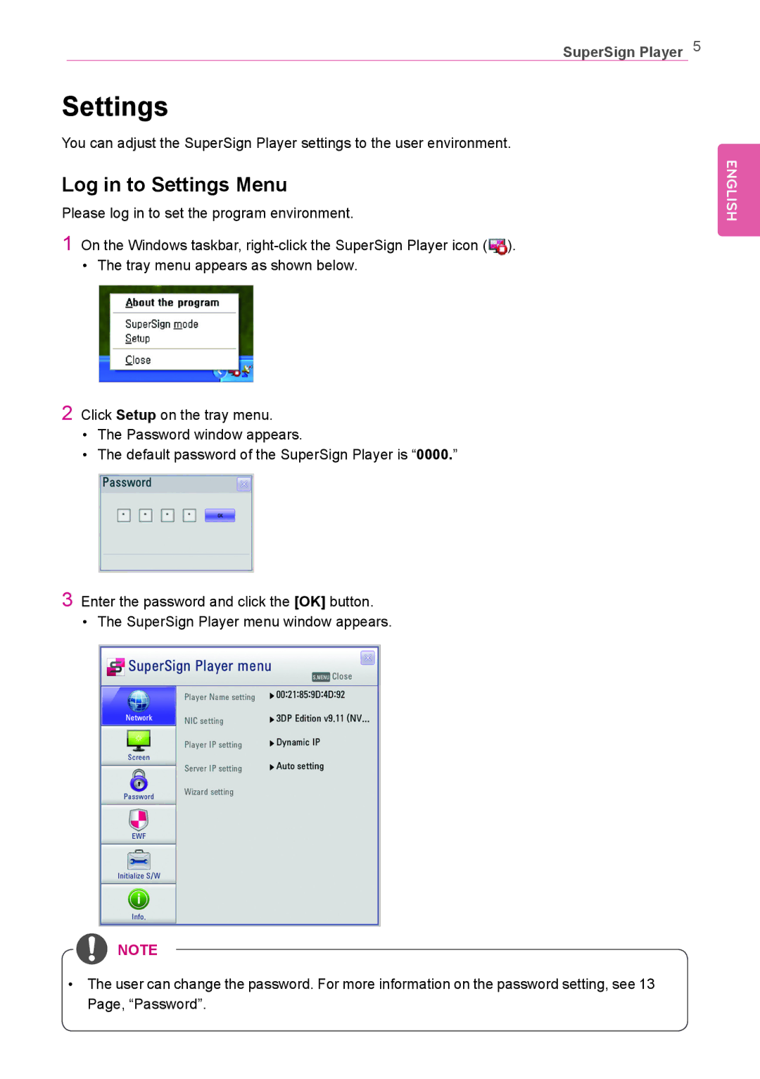 LG Electronics Not available owner manual Log in to Settings Menu 