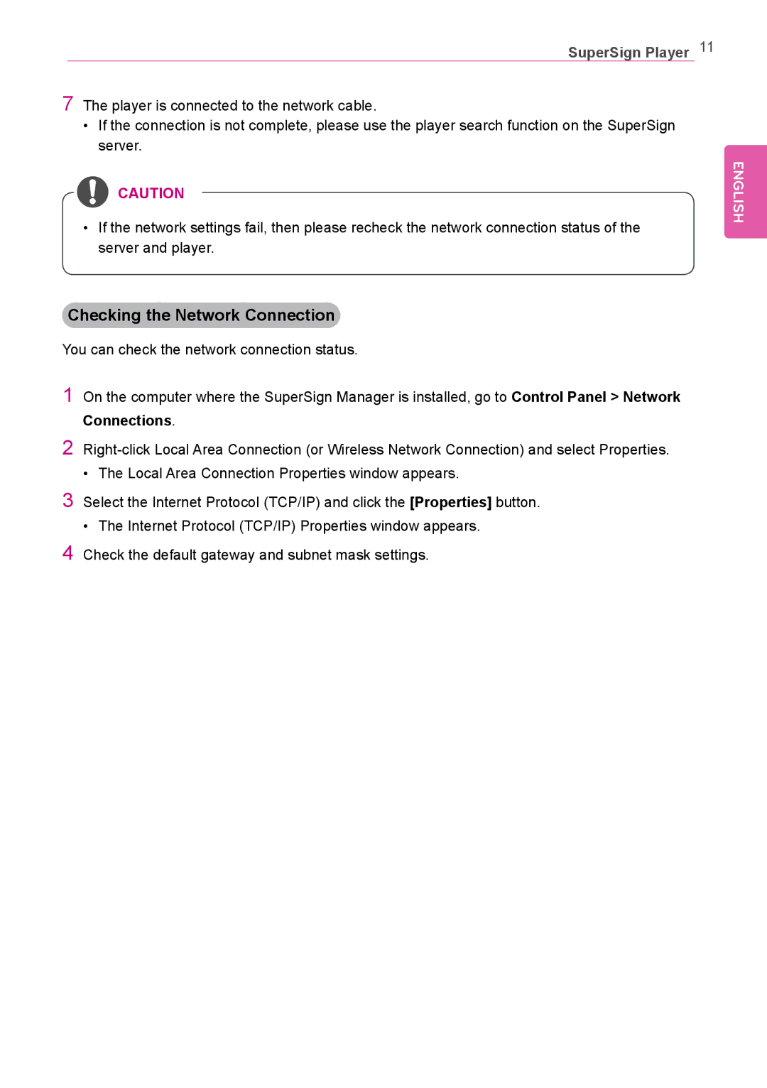 LG Electronics Not available owner manual Checking the Network Connection, Connections 