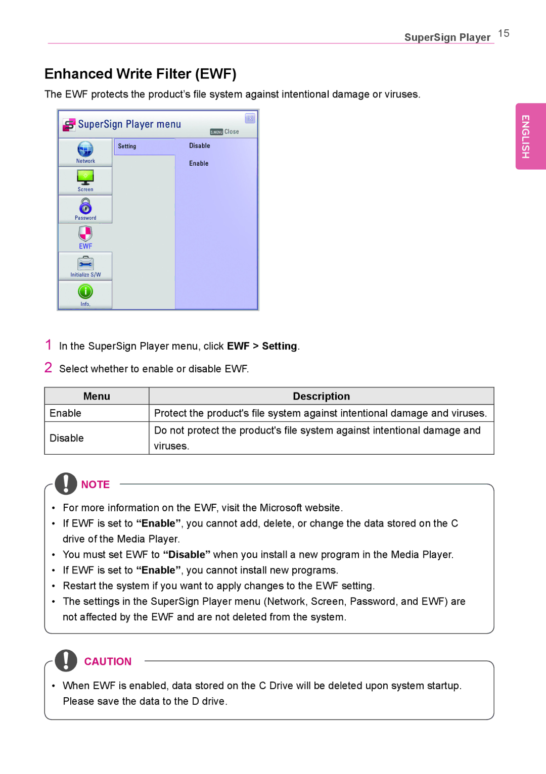 LG Electronics Not available owner manual Enhanced Write Filter EWF 