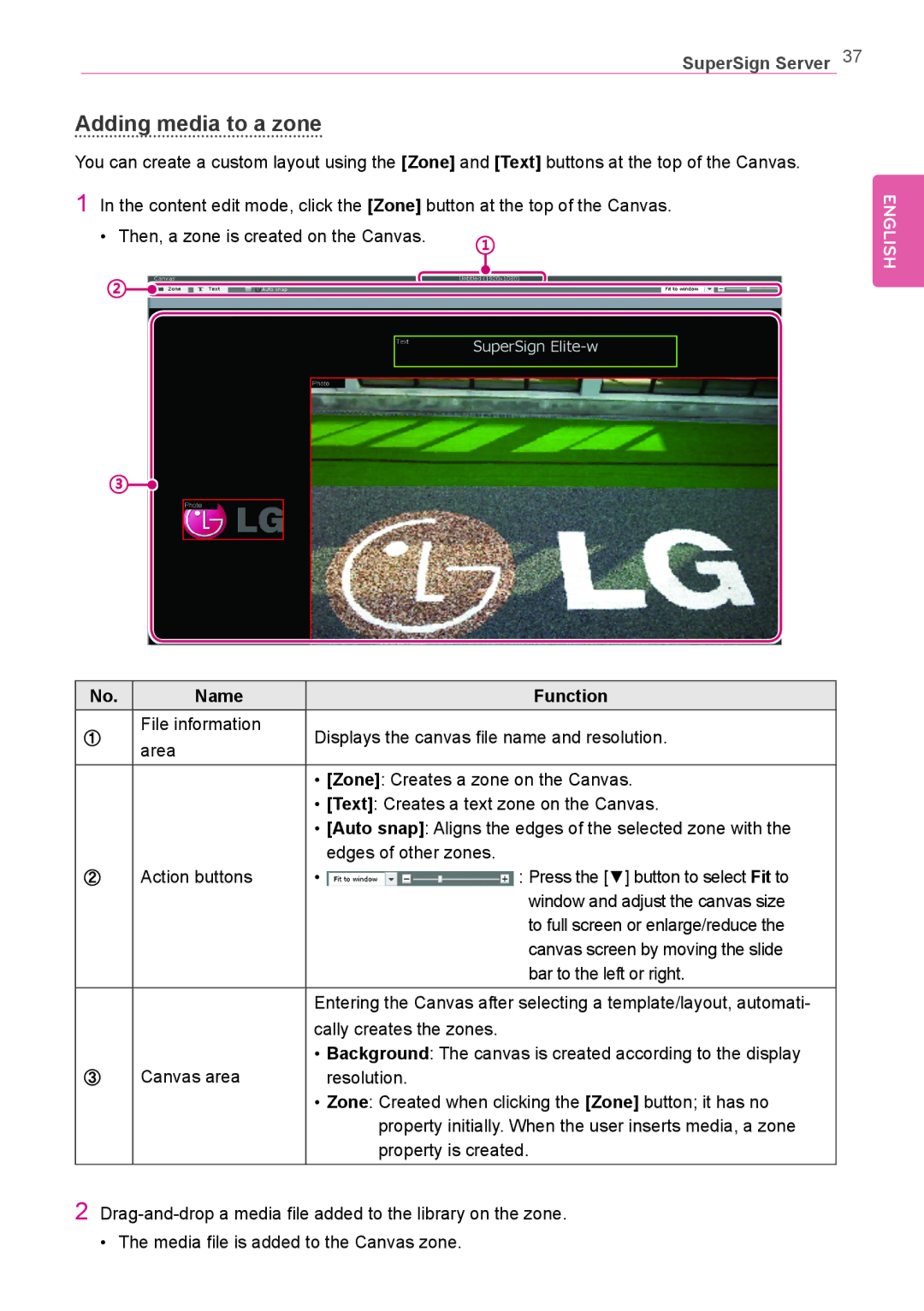 LG Electronics Not available owner manual Adding media to a zone, Name Function 