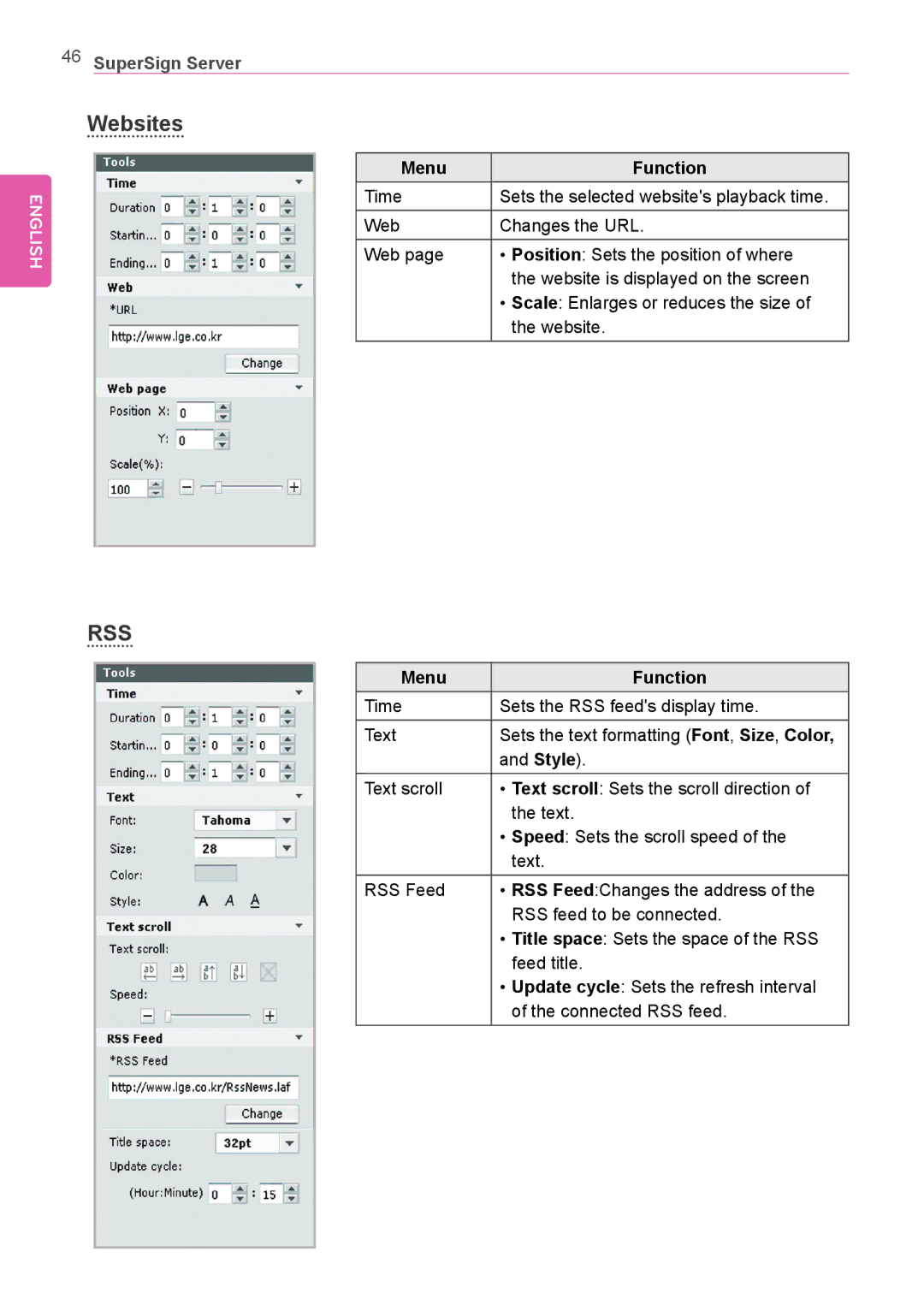 LG Electronics Not available owner manual Websites, Rss 