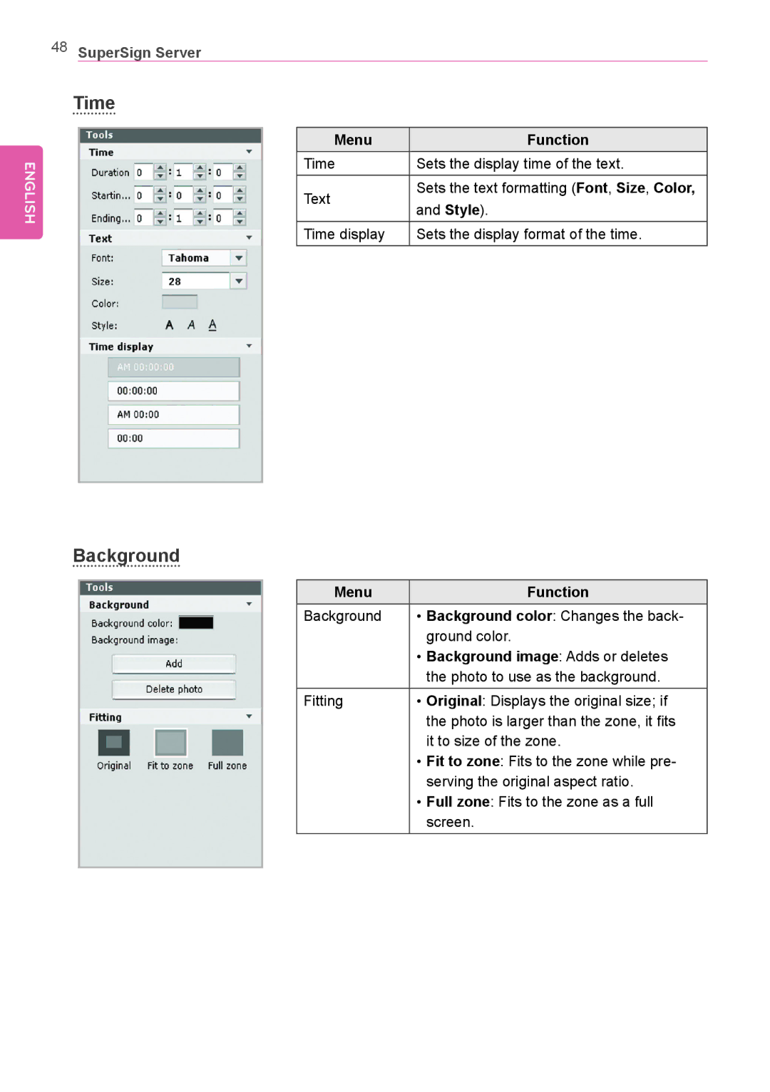 LG Electronics Not available owner manual Time, Background 