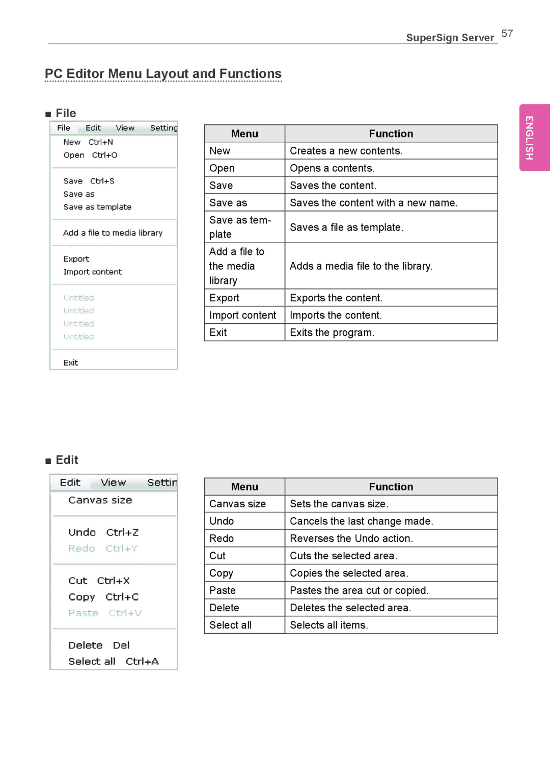 LG Electronics Not available owner manual PC Editor Menu Layout and Functions, File 