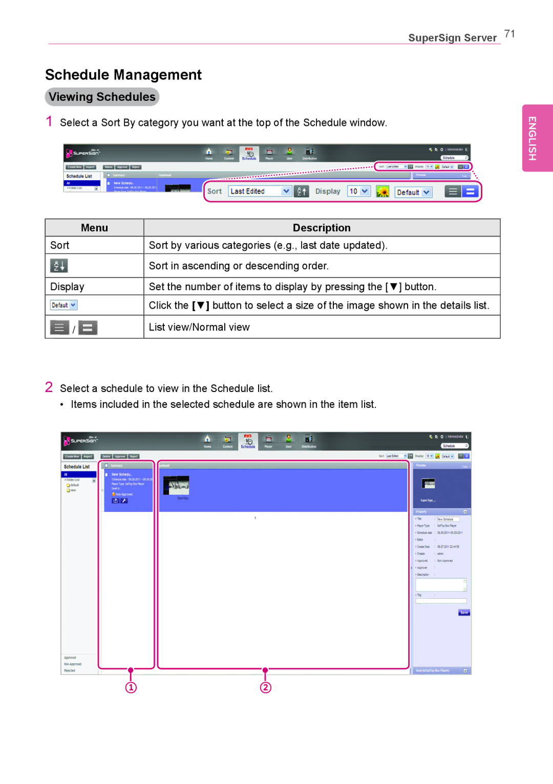 LG Electronics Not available owner manual Schedule Management, Viewing Schedules 