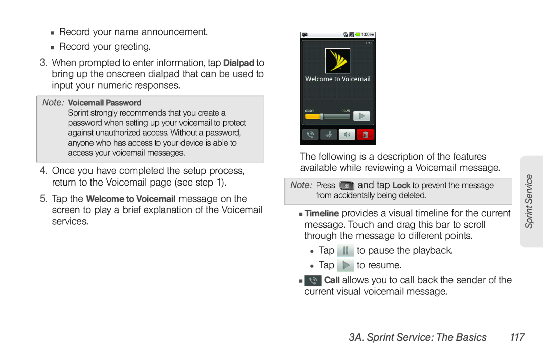 LG Electronics Optimus S manual 3A. Sprint Service The Basics 117 