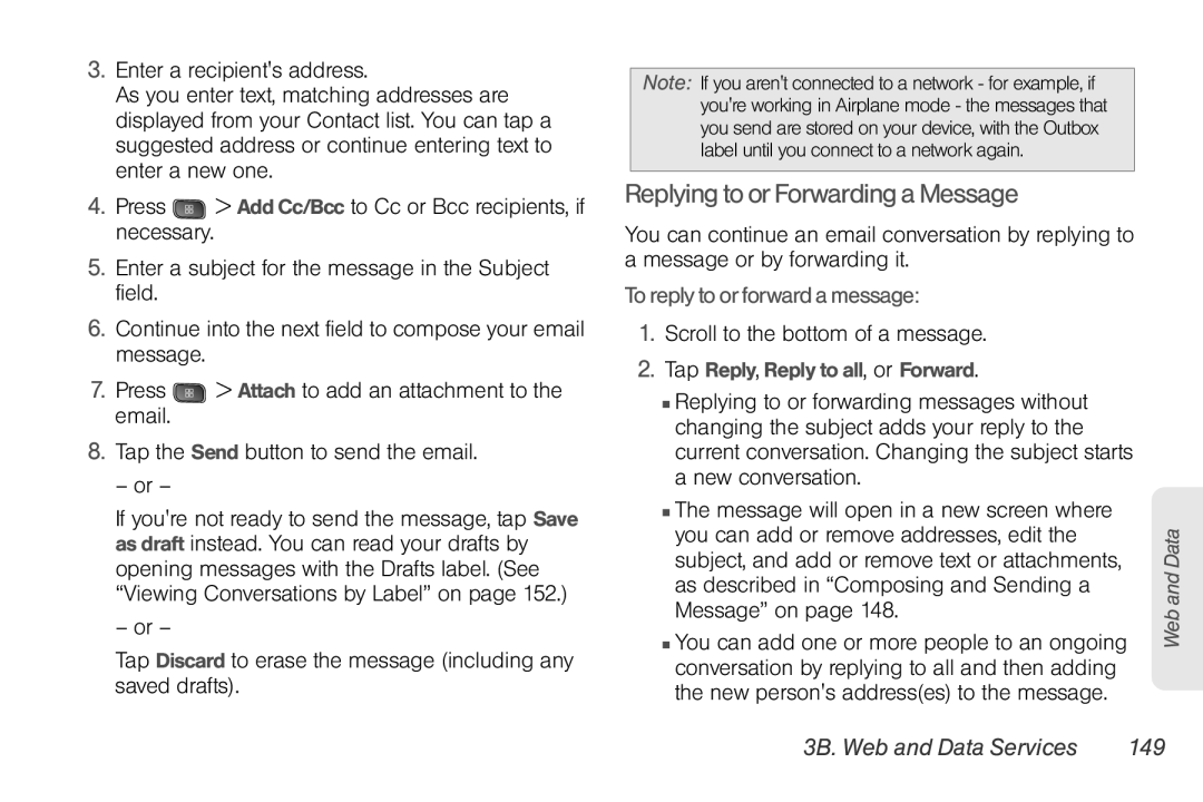 LG Electronics Optimus S manual Replying to or Forwarding a Message, To reply to or forward a message 