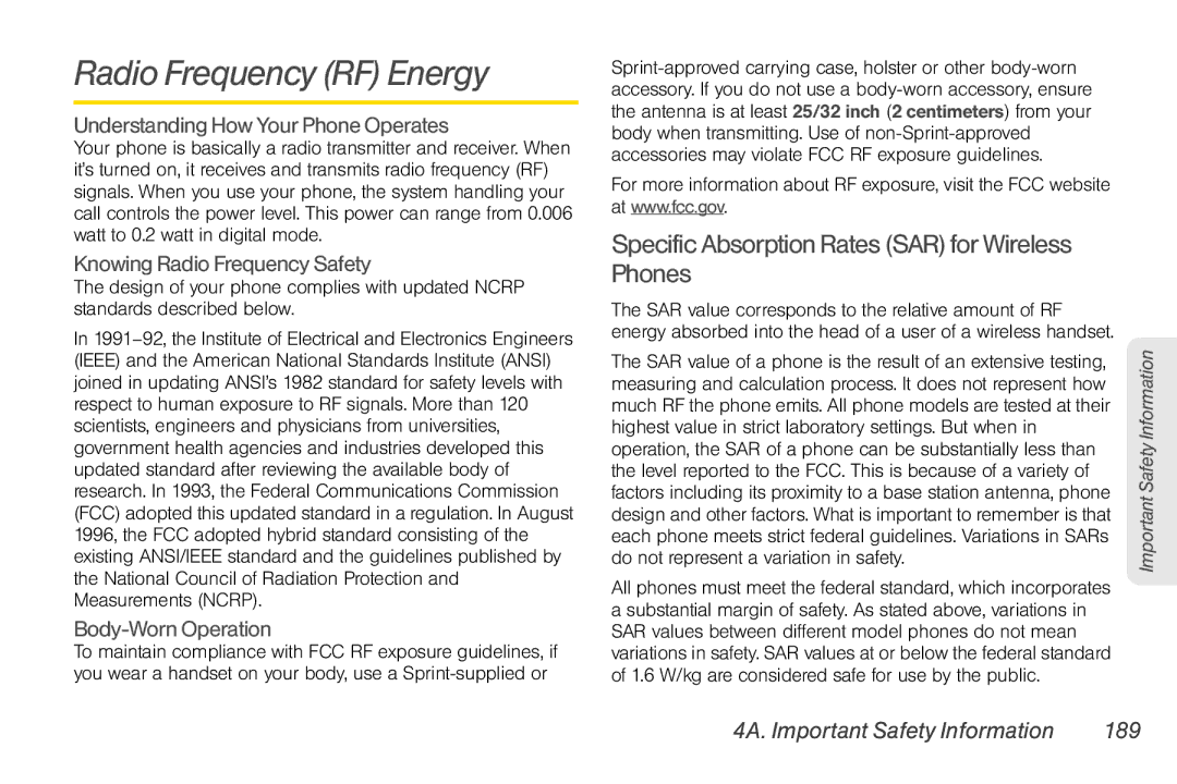 LG Electronics Optimus S manual Radio Frequency RF Energy, Specific Absorption Rates SAR for Wireless Phones 