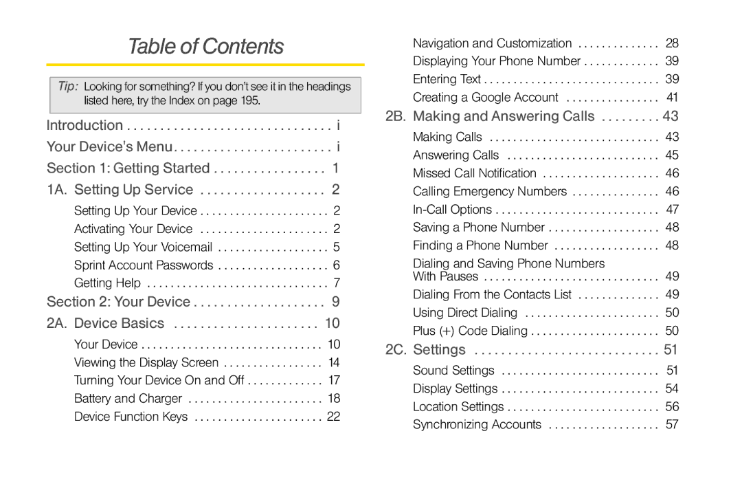 LG Electronics Optimus S manual Table of Contents 