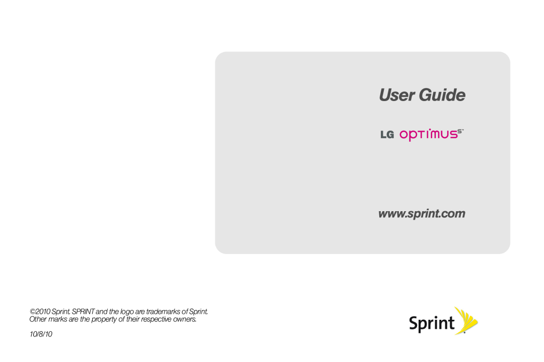 LG Electronics Optimus S manual User Guide, 10/8/10 