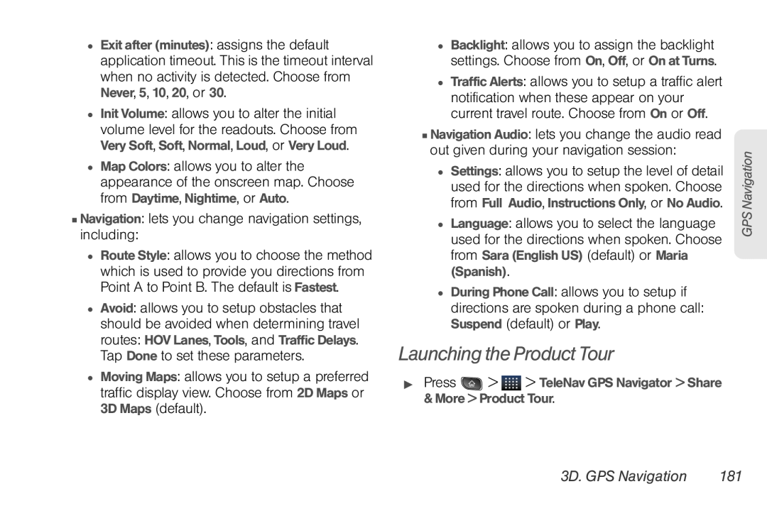 LG Electronics Optimus S manual Launching the Product Tour, 3D. GPS Navigation 