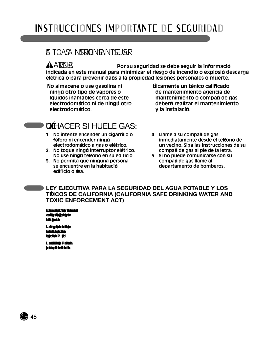 LG Electronics P154 manual QUÉ Hacer SI Huele GAS 