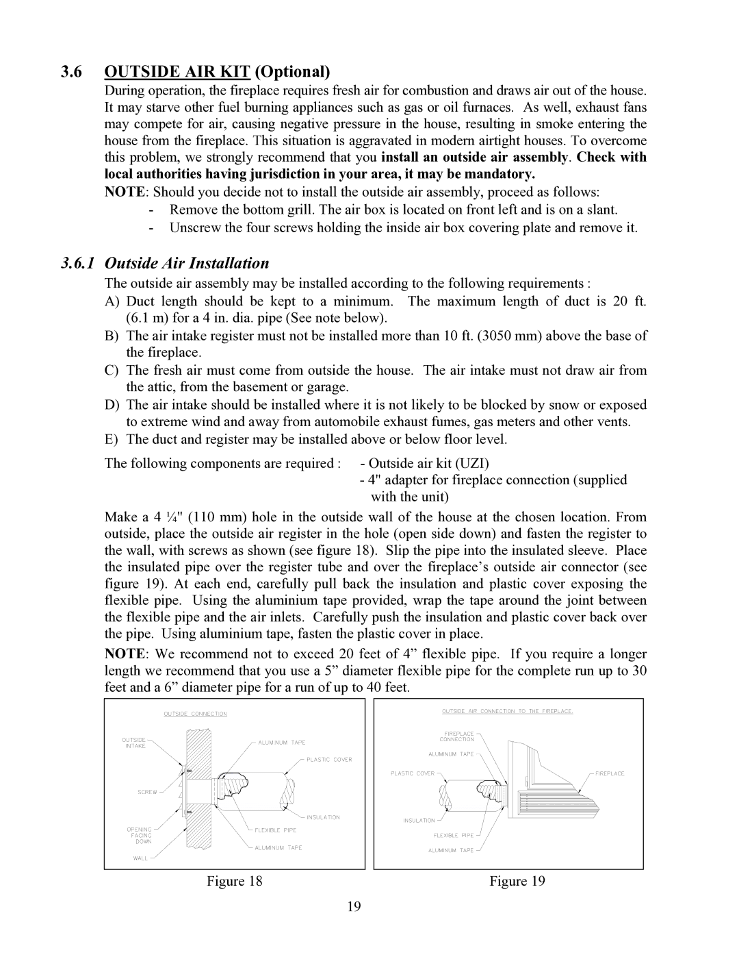 LG Electronics P1BRENTW-A installation instructions Outside AIR KIT Optional, Outside Air Installation 