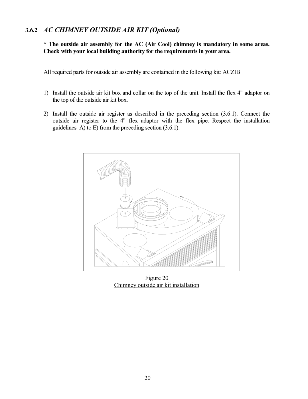 LG Electronics P1BRENTW-A installation instructions AC Chimney Outside AIR KIT Optional 