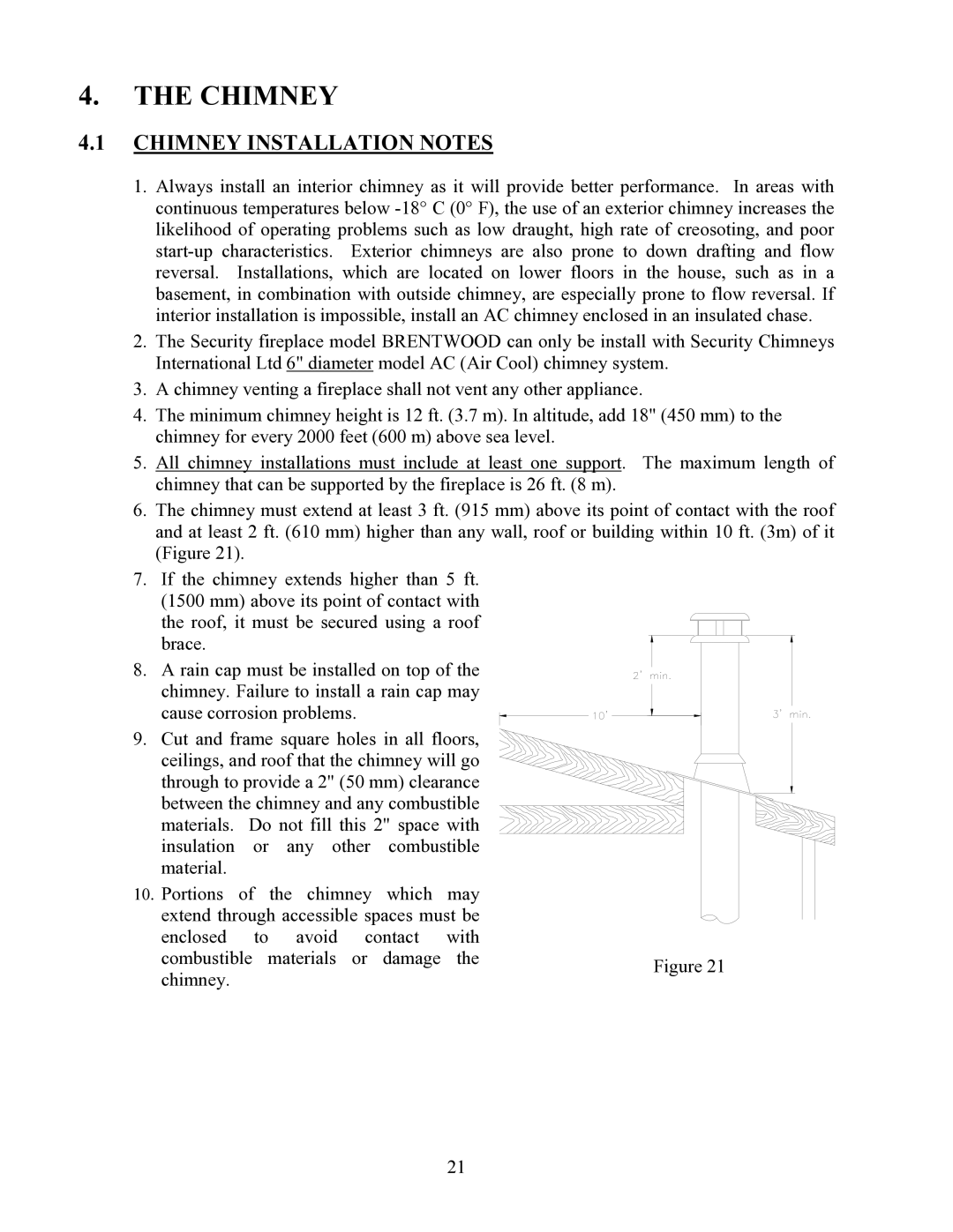 LG Electronics P1BRENTW-A installation instructions Chimney Installation Notes 