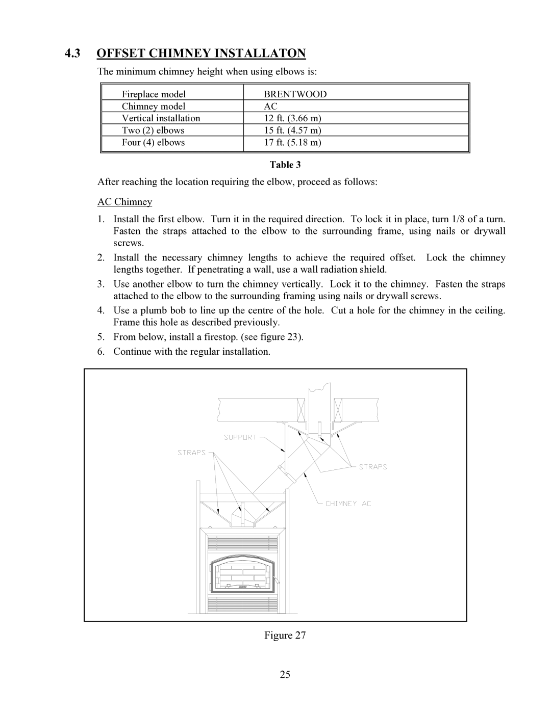 LG Electronics P1BRENTW-A installation instructions Offset Chimney Installaton, Brentwood 