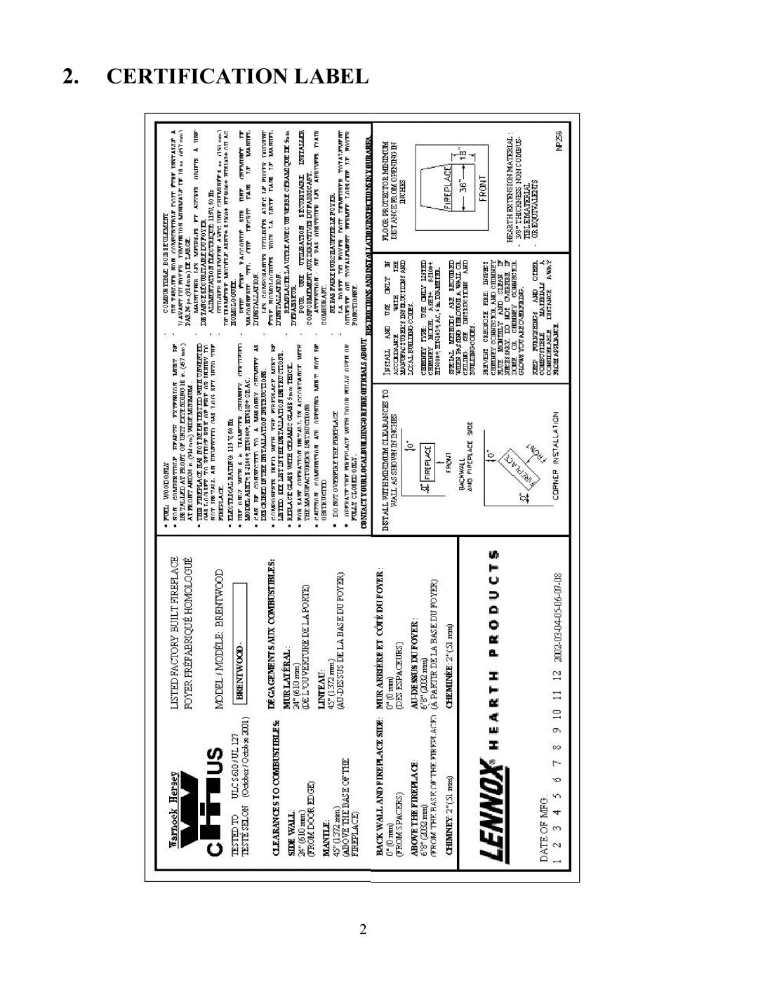 LG Electronics P1BRENTW-A installation instructions Certification Label 