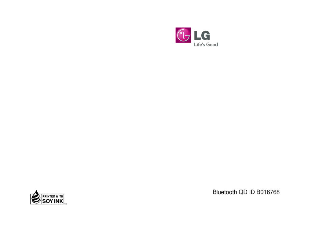 LG Electronics P500H manual Bluetooth QD ID B016768 