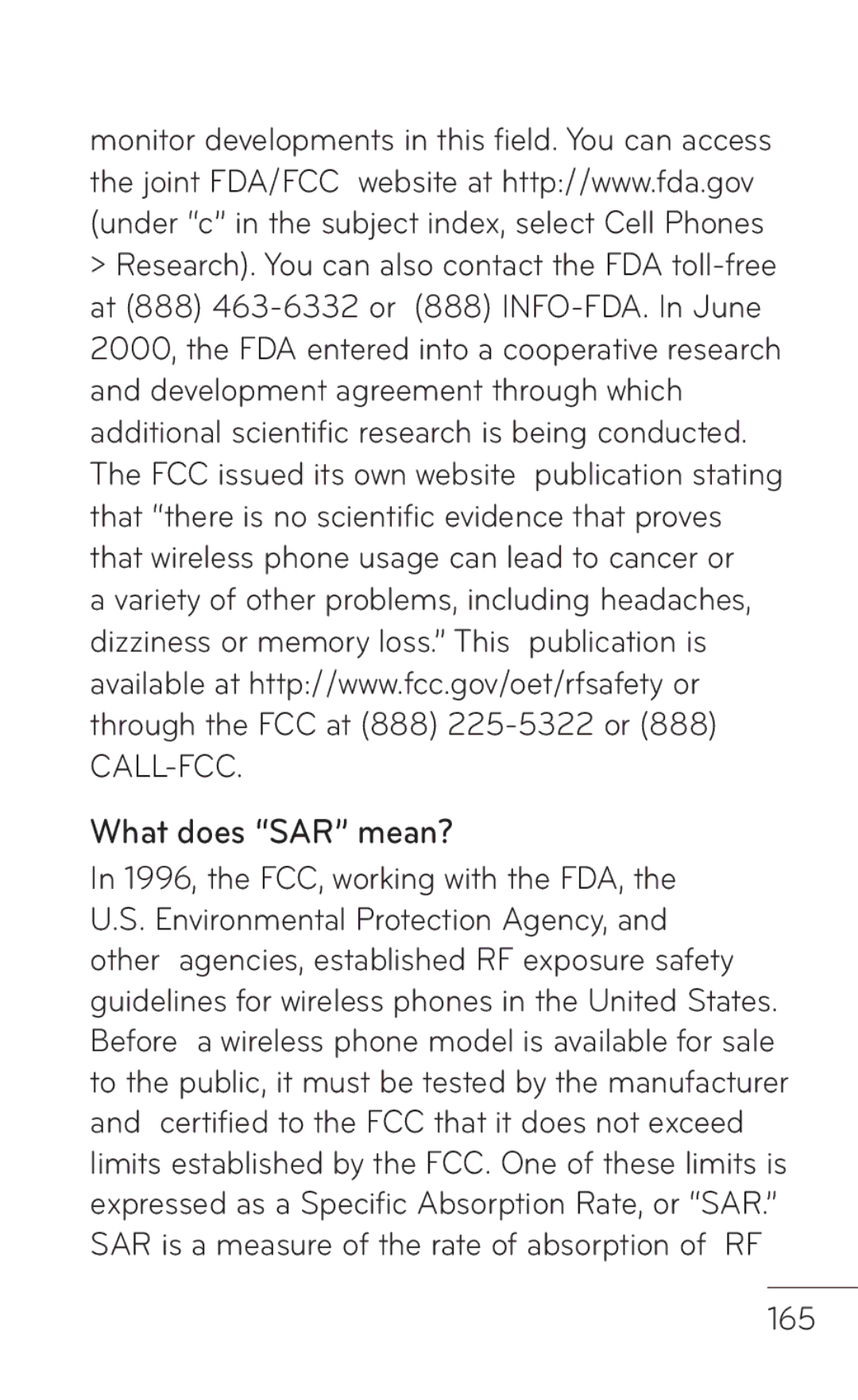 LG Electronics MFL67008601, P509 manual What does SAR mean?, 165 