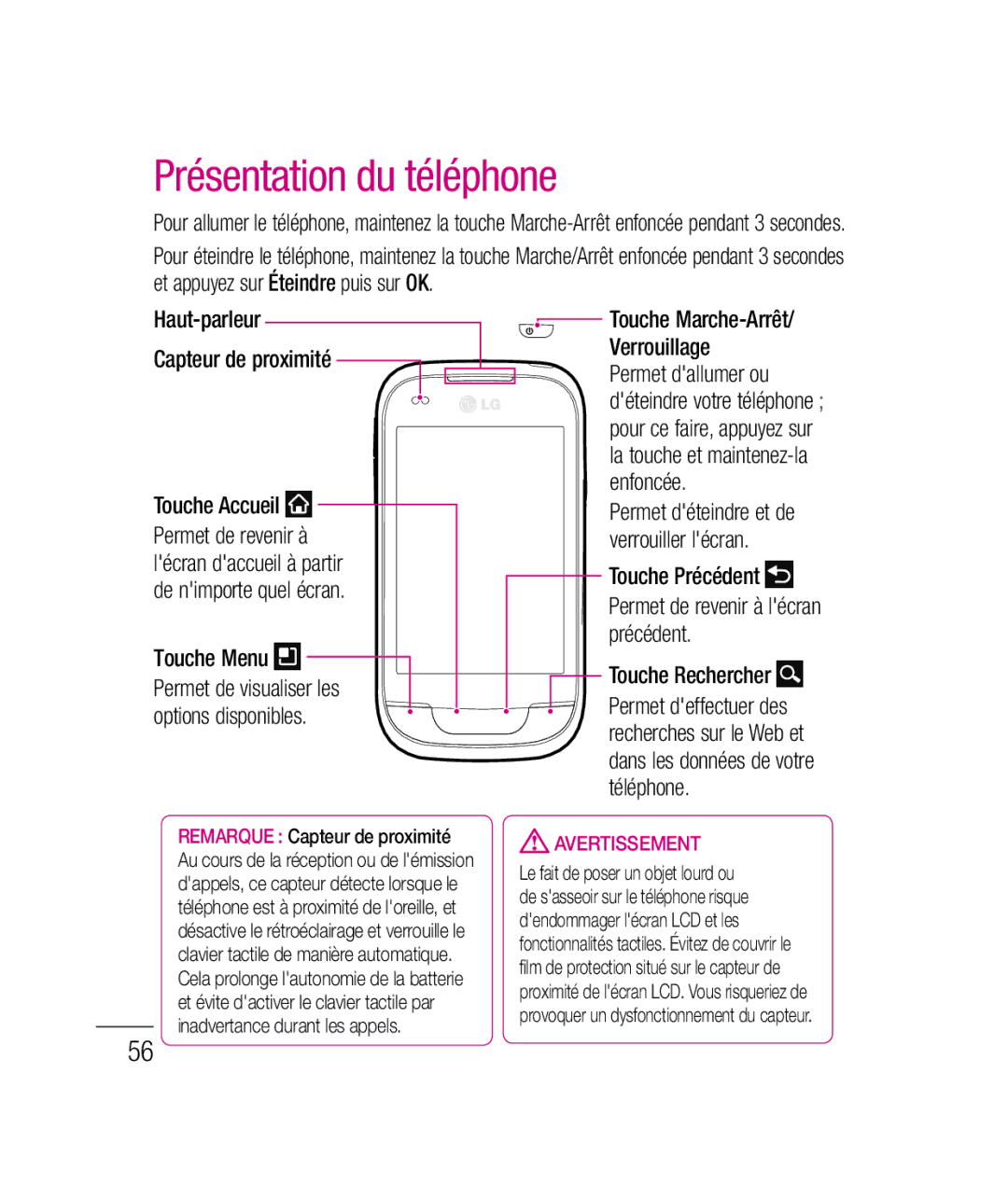 LG Electronics P690B manual Présentation du téléphone 