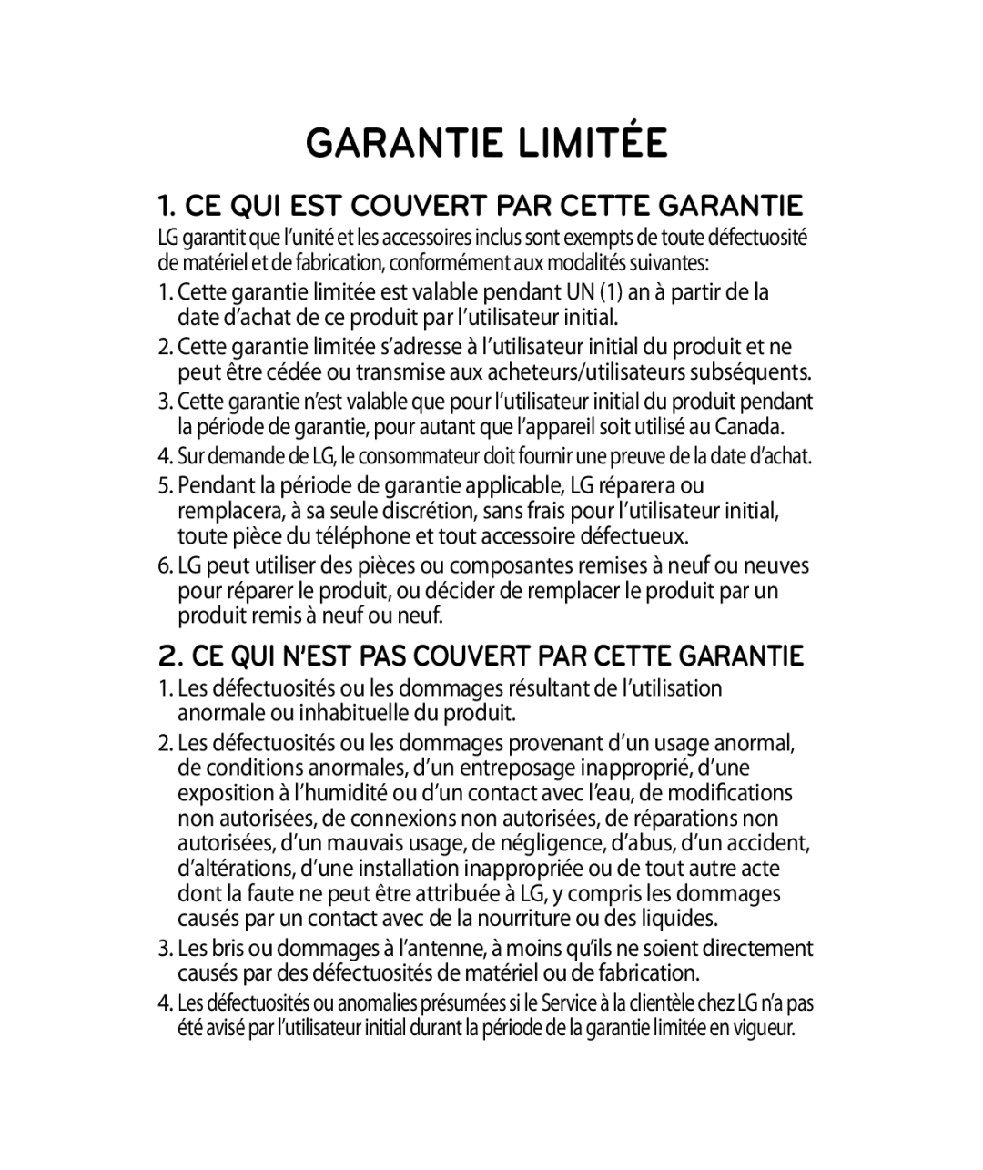 LG Electronics P690B manual Garantie Limitée 