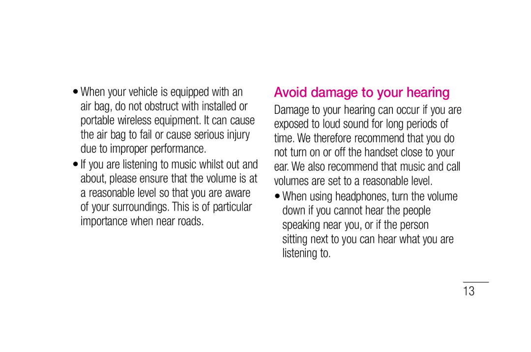 LG Electronics P880 manual Avoid damage to your hearing 