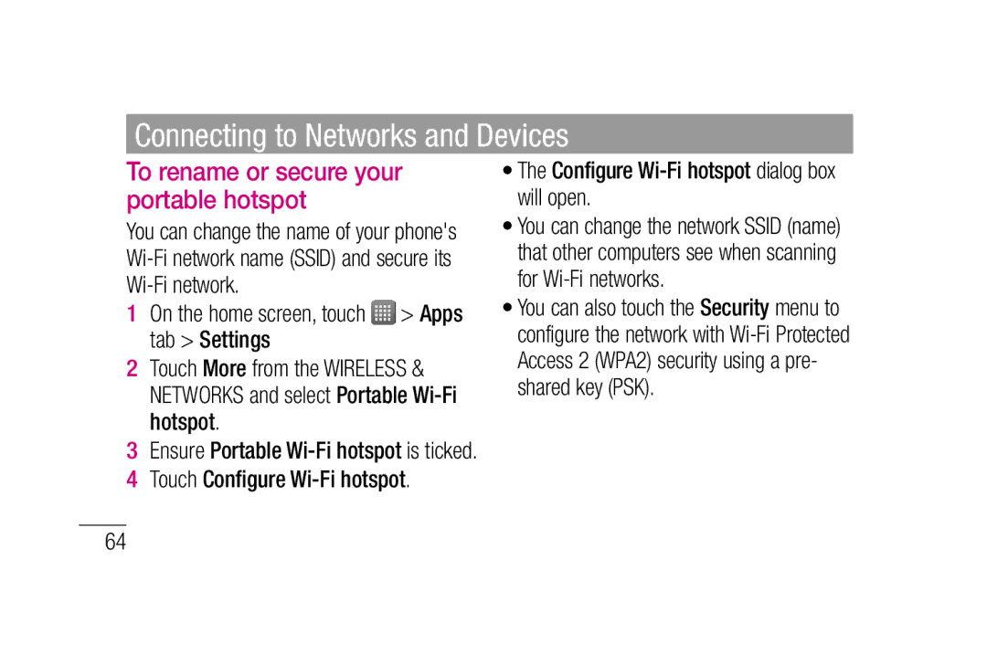 LG Electronics P880 manual To rename or secure your portable hotspot 