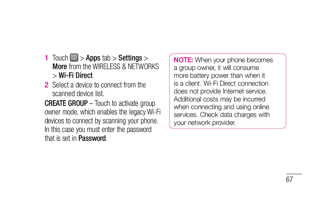 LG Electronics P880 manual Select a device to connect from the scanned device list 