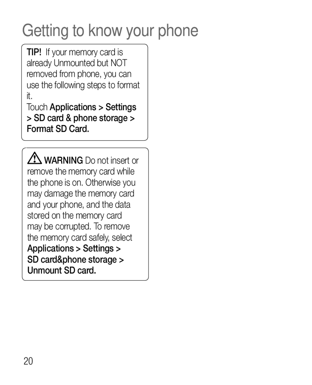 LG Electronics P925G manual Getting to know your phone 