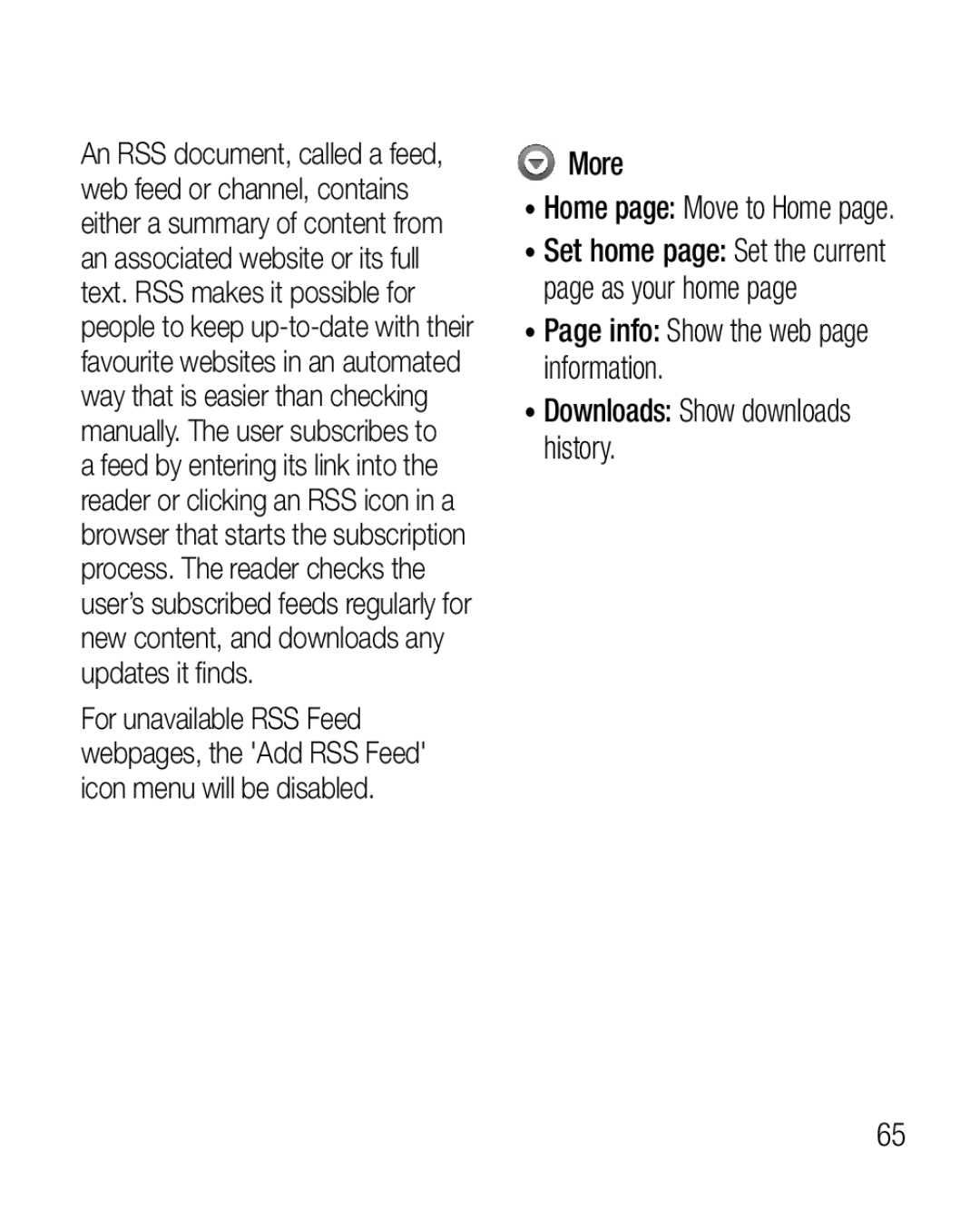 LG Electronics P925G manual More, Home page Move to Home 