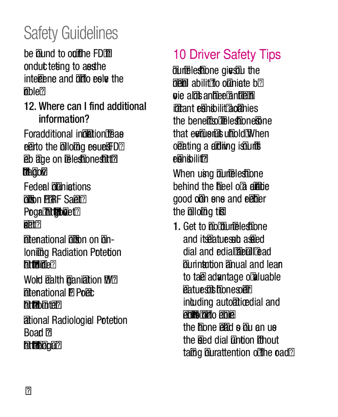 LG Electronics P970G manual Driver Safety Tips 