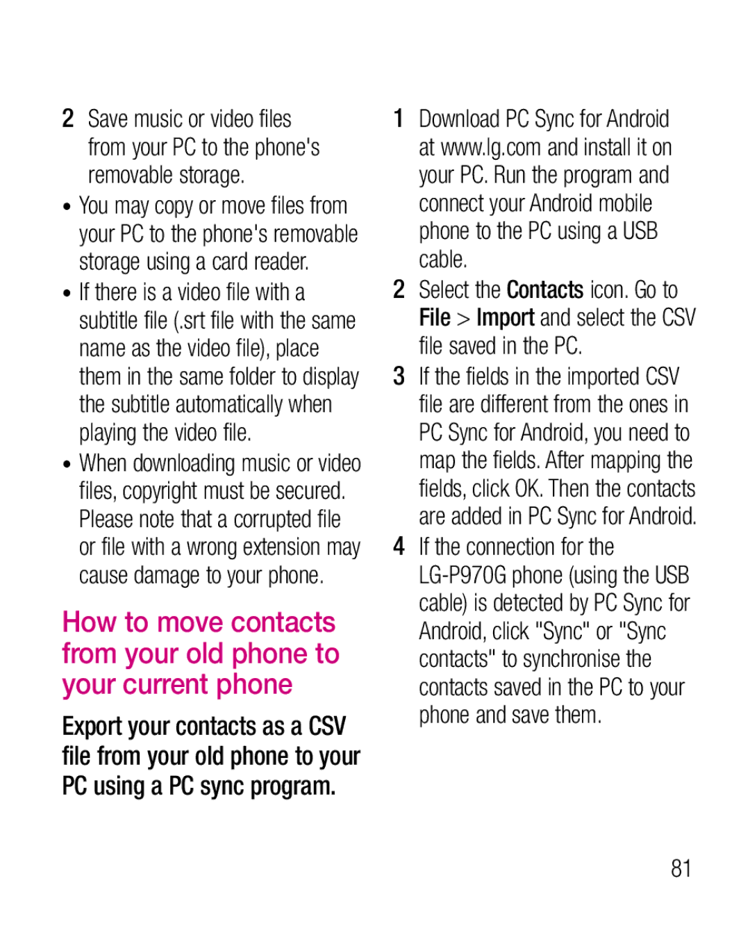 LG Electronics P970G manual 